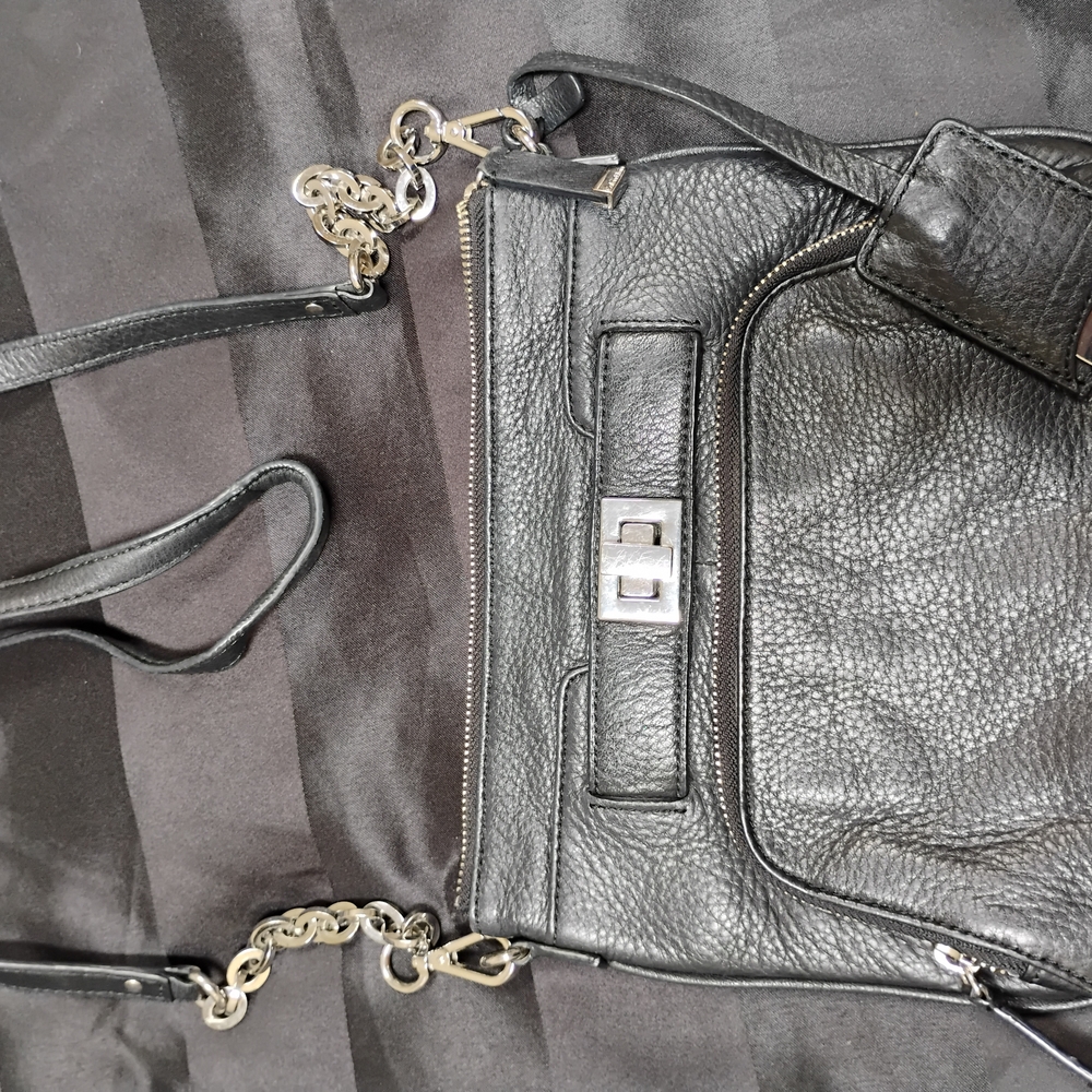 Black Leather Chain Strap Bag